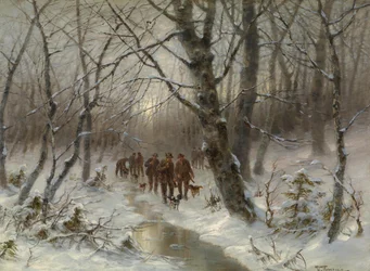 Jäger im Winterwald
